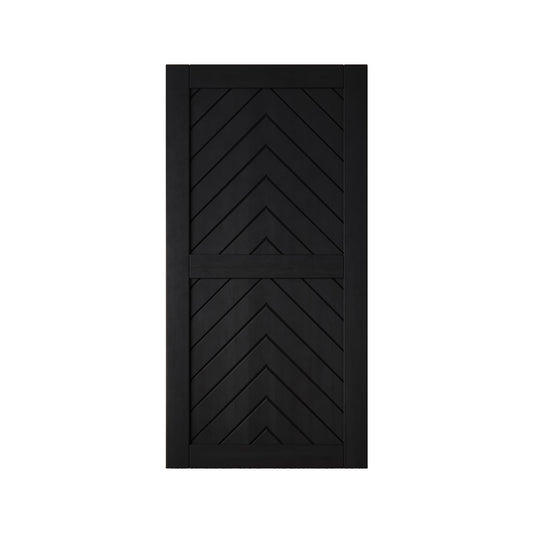 HOMACER 36-in x 80-in Black Herringbone Pine Wood Solid core Single Barn Door (Hardware Not Included)