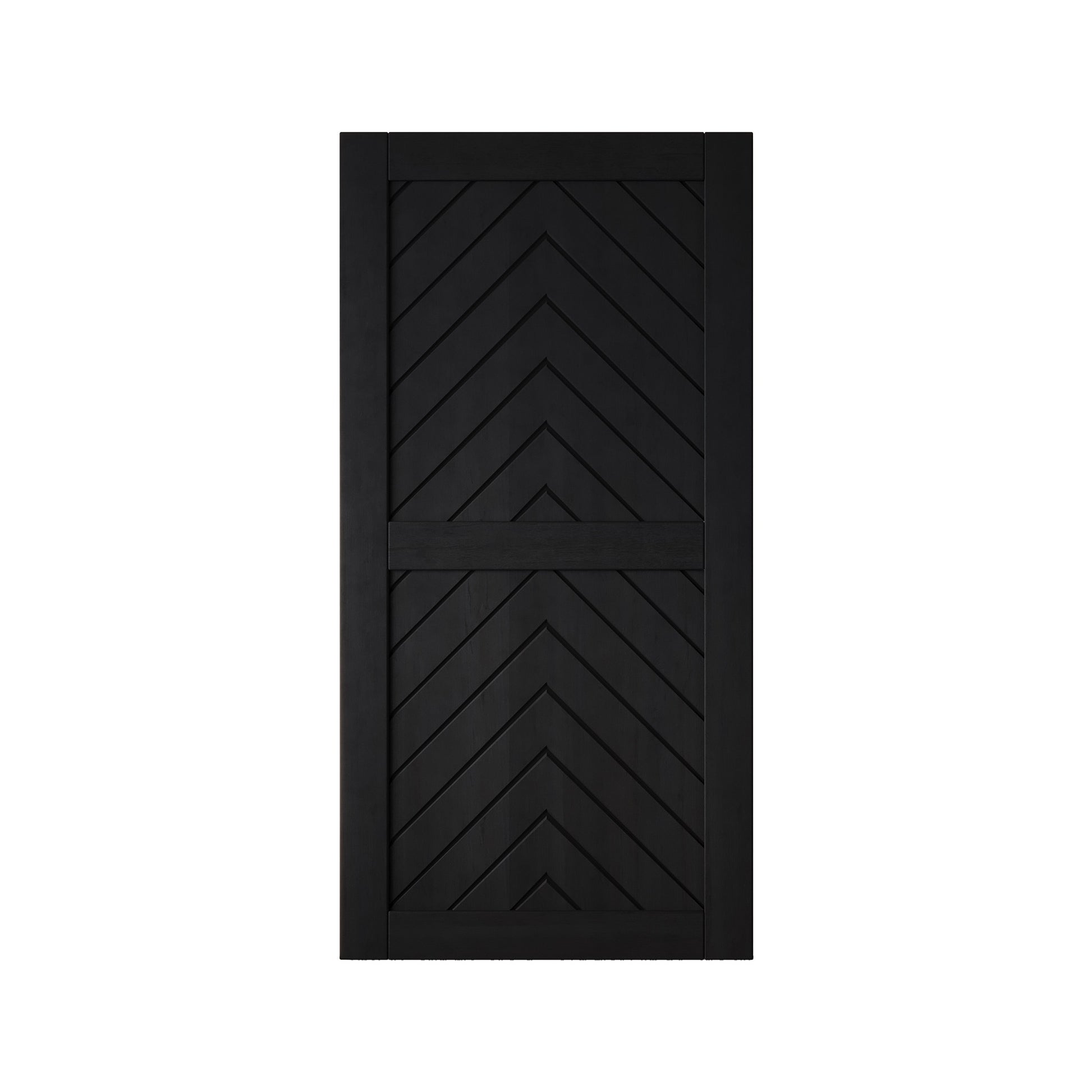 HOMACER 32-in x 80-in Black Herringbone Pine Wood Solid core Single Barn Door (Hardware Not Included)