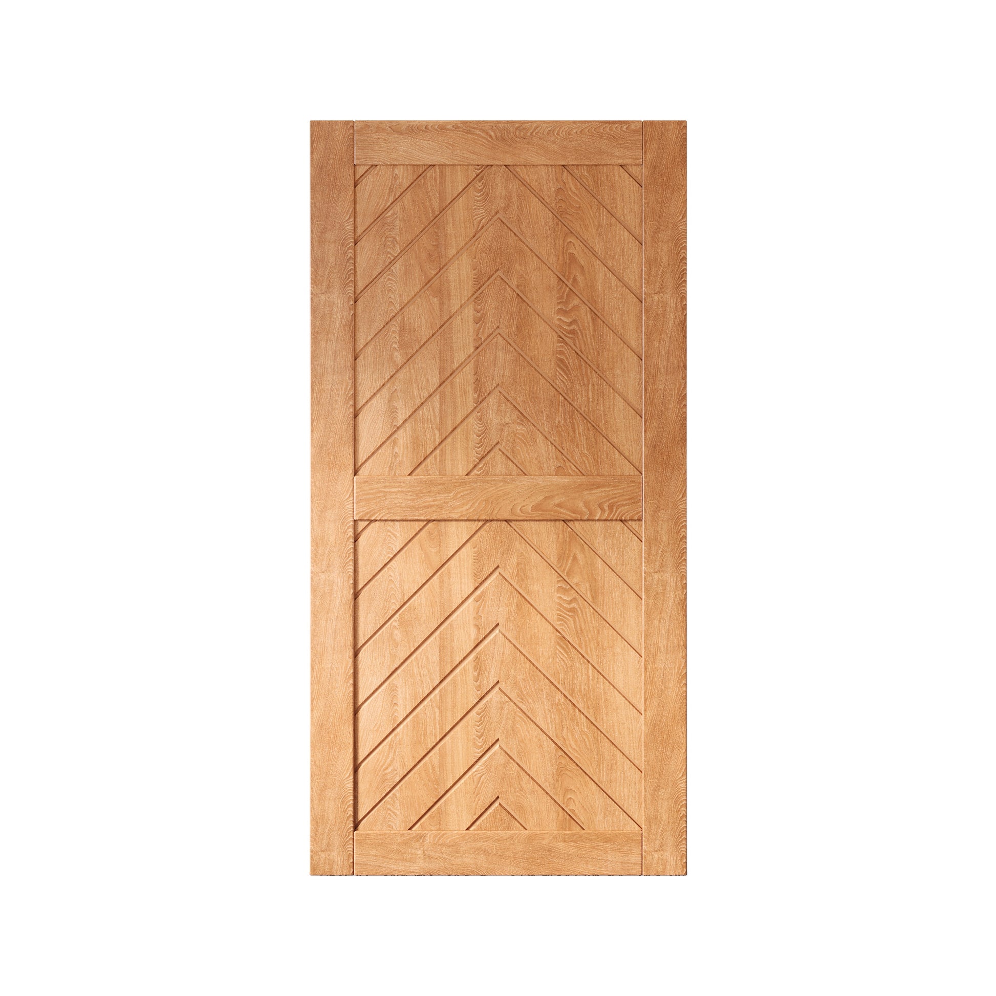 HOMACER 36-in x 80-in Early American Herringbone Pine Wood Solid core Single Barn Door (Hardware Not Included)
