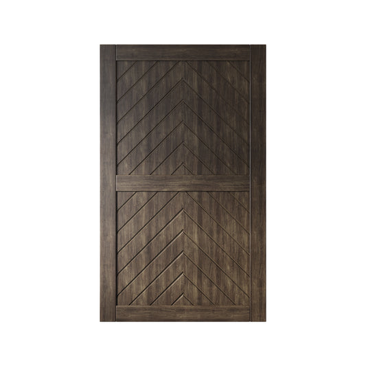 HOMACER 42-in x 80-in Ebony Herringbone Pine Wood Solid core Single Barn Door (Hardware Not Included)