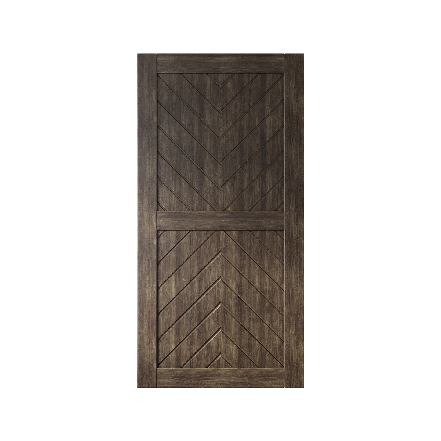 HOMACER 32-in x 80-in Ebony Herringbone Pine Wood Solid core Single Barn Door (Hardware Not Included)