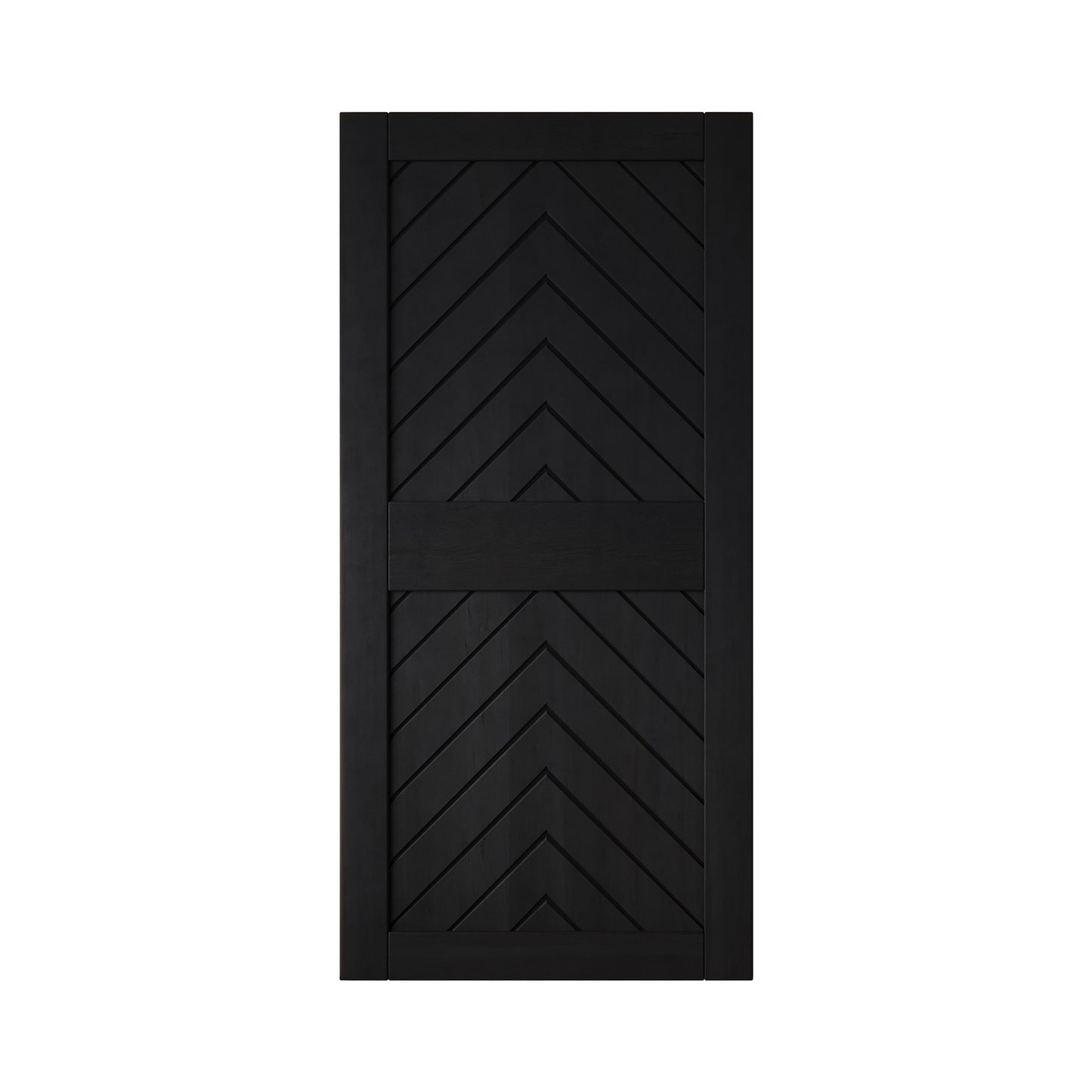 HOMACER 40-in x 84-in Black Herringbone Pine Wood Solid core Single Barn Door (Hardware Not Included)
