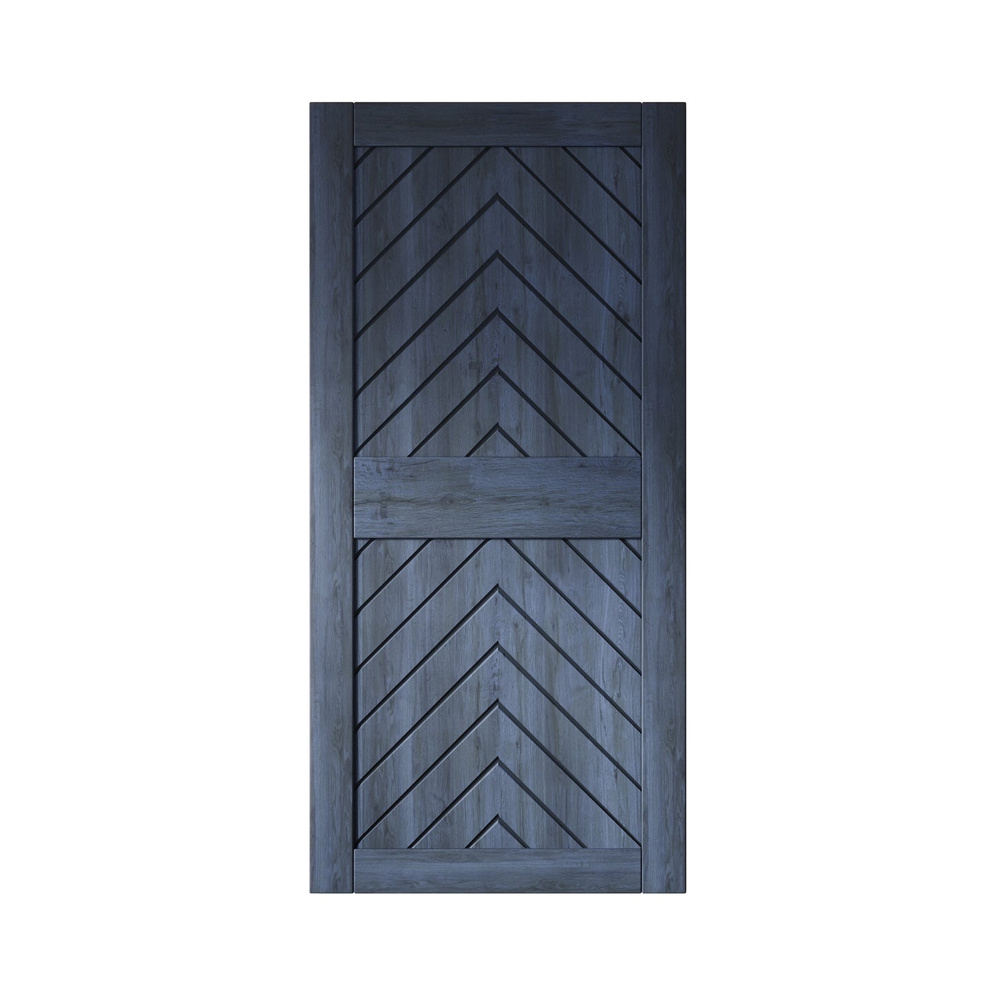 HOMACER 36-in x 84-in Navy Herringbone Pine Wood Solid core Single Barn Door (Hardware Not Included)