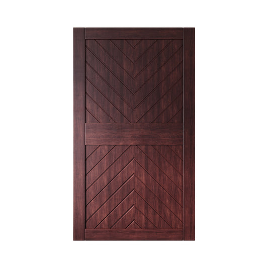 HOMACER 42-in x 84-in Red Mahogany Herringbone Pine Wood Solid core Single Barn Door (Hardware Not Included)