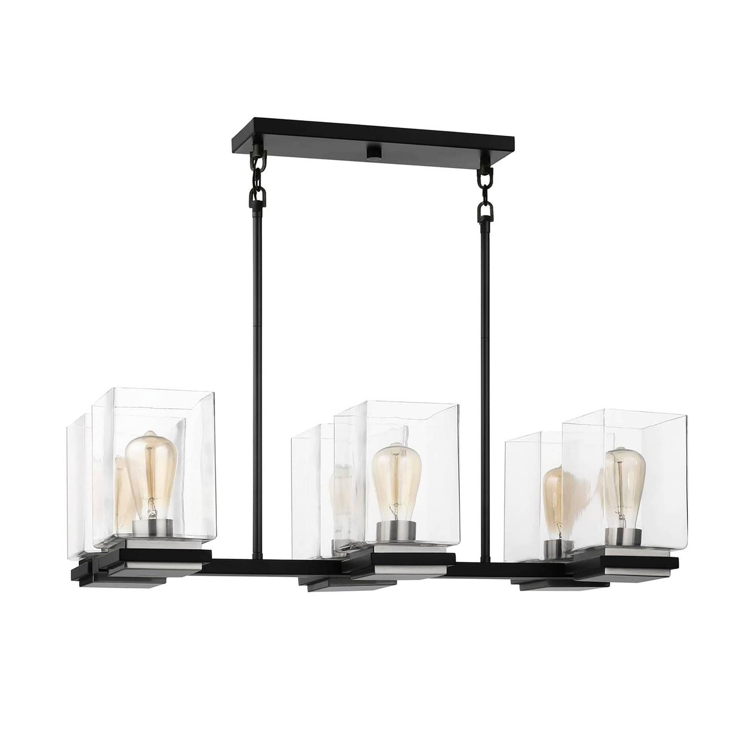 Nuvo Lighting Crossroads 6 - Light -Contemporary Matte Black / black Glass / Steel Chandelier