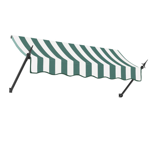 Awntech New Orleans 64.5-in Wide x 16-in Projection x 24-in Height Fabric Forest/White Stripe Striped Fixed Window/Door Awning