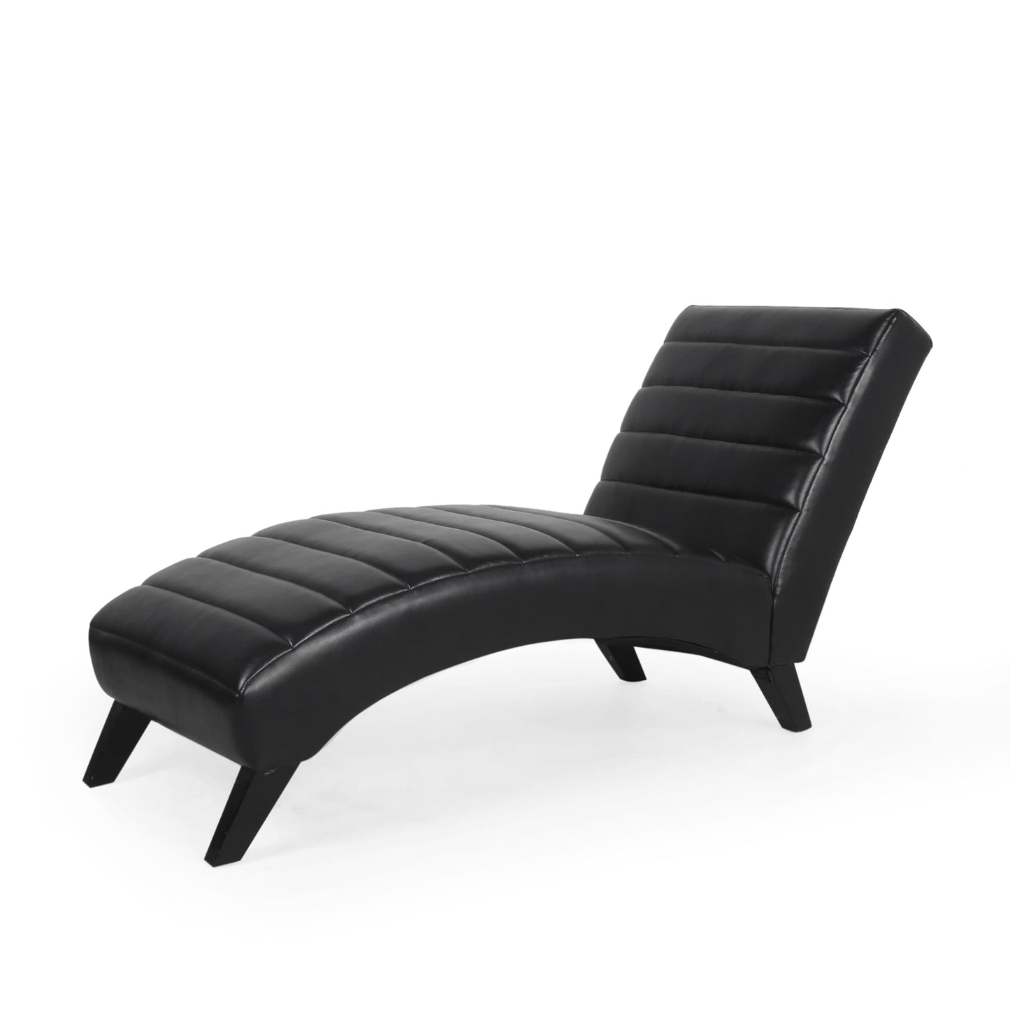 Christopher Knight Home Stillmore Indoor Upholstered Channel Stitch Chaise Lounge-Black