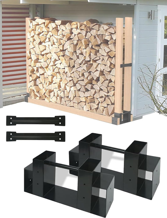 Firewood Log Rack Bracket Kit - 2-Piece Set, Adjustable to Any Length, Easy Installation for Firewood Storage Indoor & Outdoor