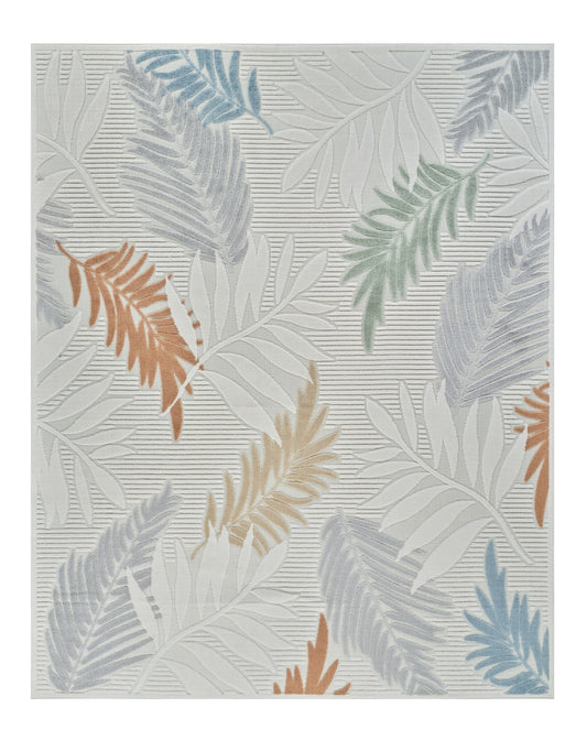 HomeRoots 8 x 10 (ft) Loomed Cream, Beige Rectangular Indoor/Outdoor Floral/Botanical Area rug