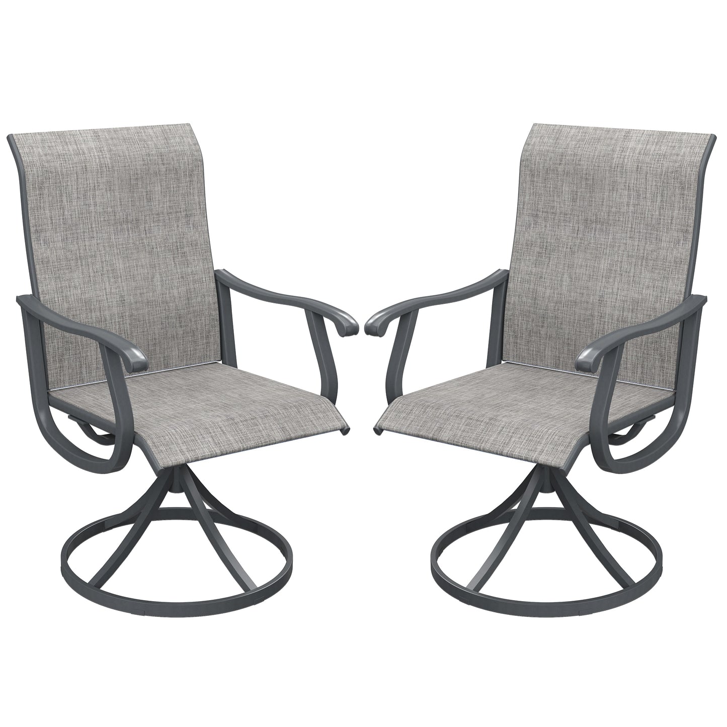 Damerin Patio Chairs Set of 2 Grey Metal Frame Swivel Conversation Chair with Mesh Seat