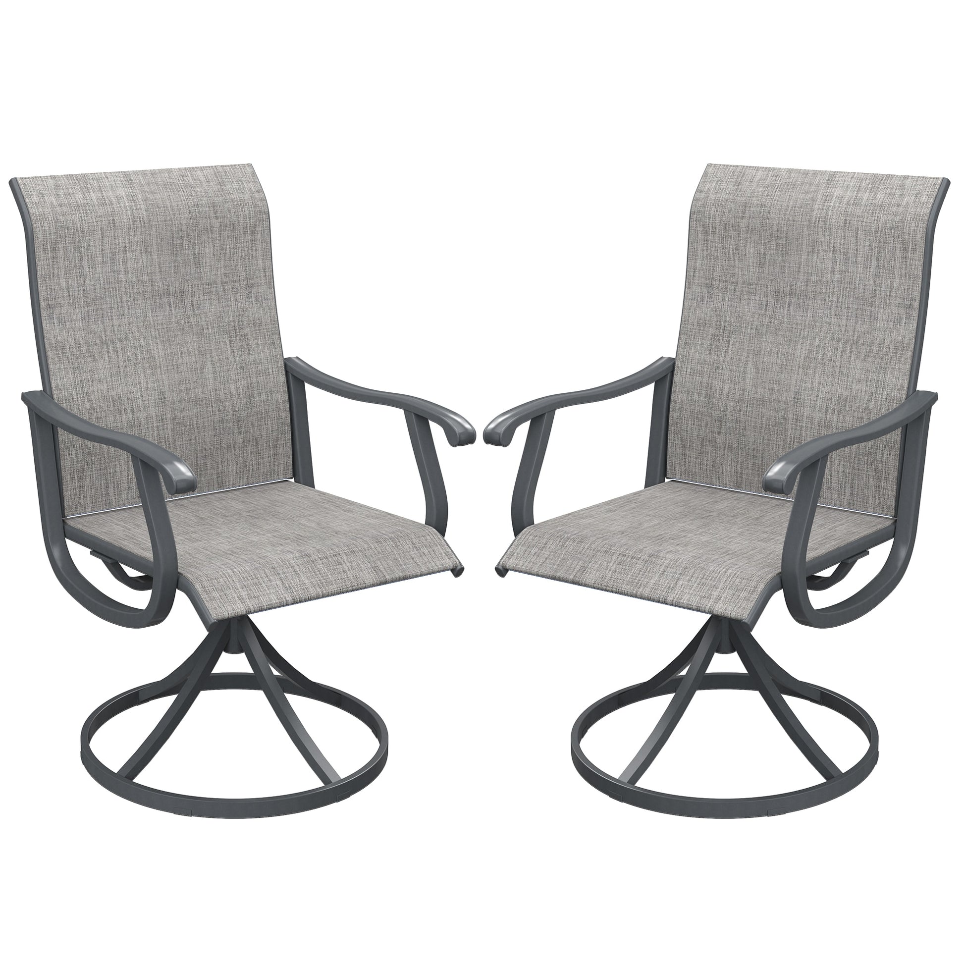 Damerin Patio Chairs Set of 2 Grey Metal Frame Swivel Conversation Chair with Mesh Seat