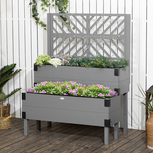 BABOOM 42.5-in W x 42.5-in L x 55-in H Gray Wood Raised Planter Box