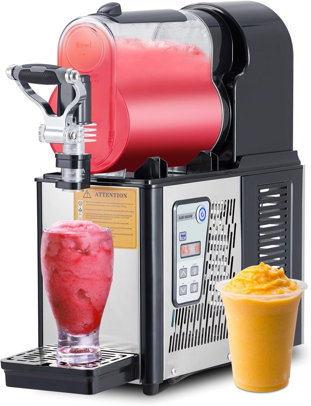 Commercial Slushie Machine - 0.8 Gal Self-Cleaning, 300W Stainless Steel Margarita Slushy Machine for Frozen Drinks & Snow Melting, Ideal for Home & Coffee Shop