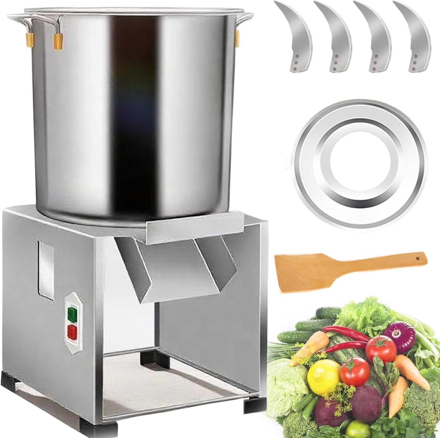 Commercial Food Processor Machine, 110V 1500W High Power Electric Vegetable Chopper, Stainless Steel Food Processors 120Kg\/H for Vegetables Grains Peanut Ginger Garlic (Silver)