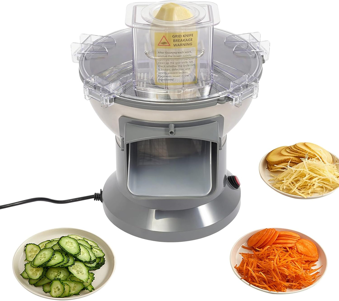 Electric 4-in-1 Vegetable Chopper Vegetable Fruit Slicer Dicer Food Processor Machine for Onion Potato Carrot, Dicing/Slicing/Shredding/Strip-cutting, 200W