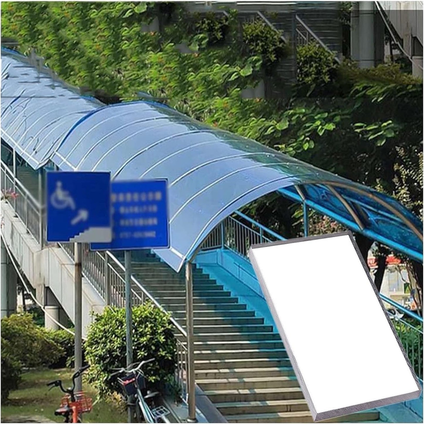 Polycarbonate Roofing Sheet, Polycarbonate roof Sheet 2mm Polycarbonate Greenhouse Sheet, UV Resistance Clear Heat-Insulating Roofing Cladding Replacement Panels, Easy to Bend, Blue