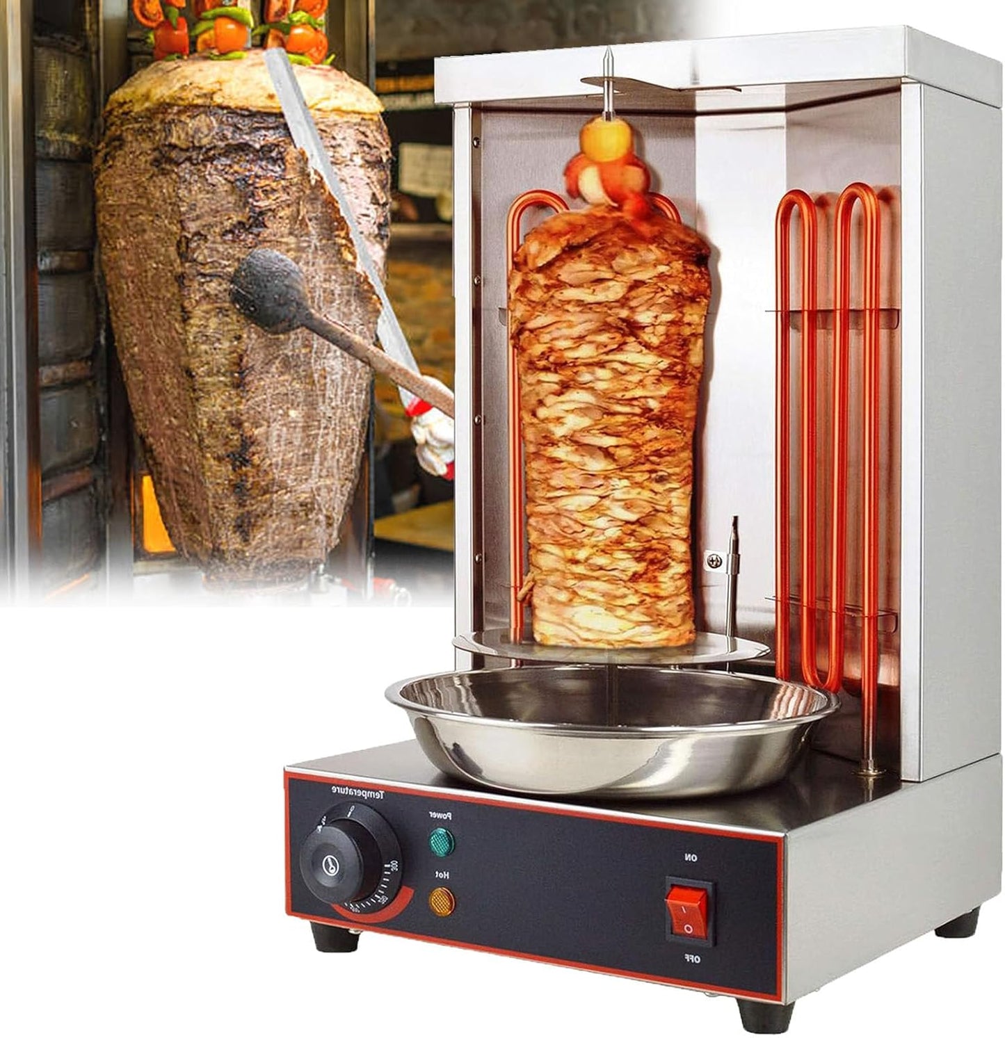 Commercial Shawarma Machine Doner Kebab Grill, Vertical Broiler Gyro Meat Rotisserie with 2 Heating Tubes for Restaurant Home Garden (Barbecuestove)