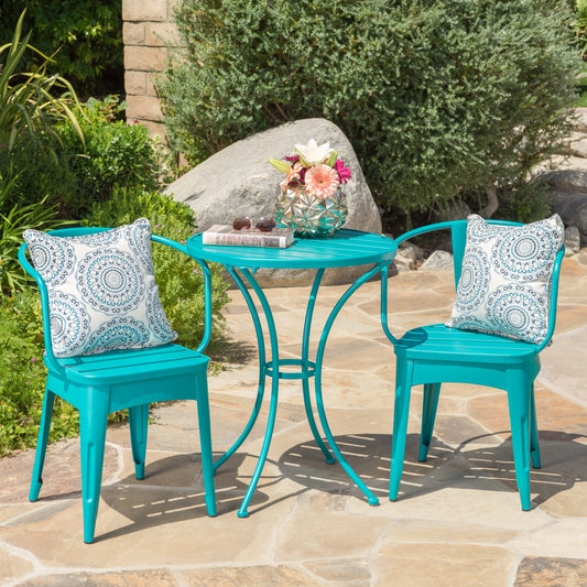 Runesay 3 -Piece Patio Conversation Set with Blue
