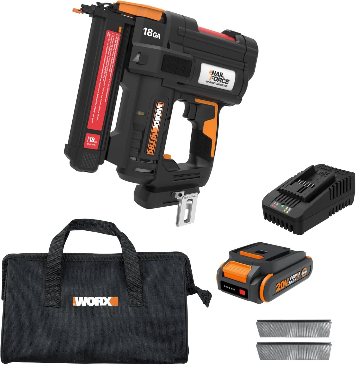 Worx Nitro 20V Cordless 18-Gauge Narrow Crown Stapler, Cordless Staple Gun Fires Up to 80 Staples\/Min, Battery Powered Staple Gun with Tool-Free Jam Release WX844L \u2013 Battery & Charger Included