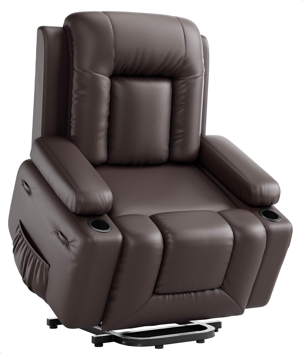 WhizMax Power Lift Recliner Chair with Heat and Massage - Faux PU Electric Lift Recliner for Elderly and Mobility Impaired - Adjustable Back and Legs - Heavy Duty Lift Chair for Seniors