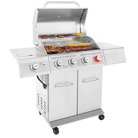 Royal Gourmet Stainless steel 4 -Burner Liquid Propane Gas Grill 1 -Side Burner