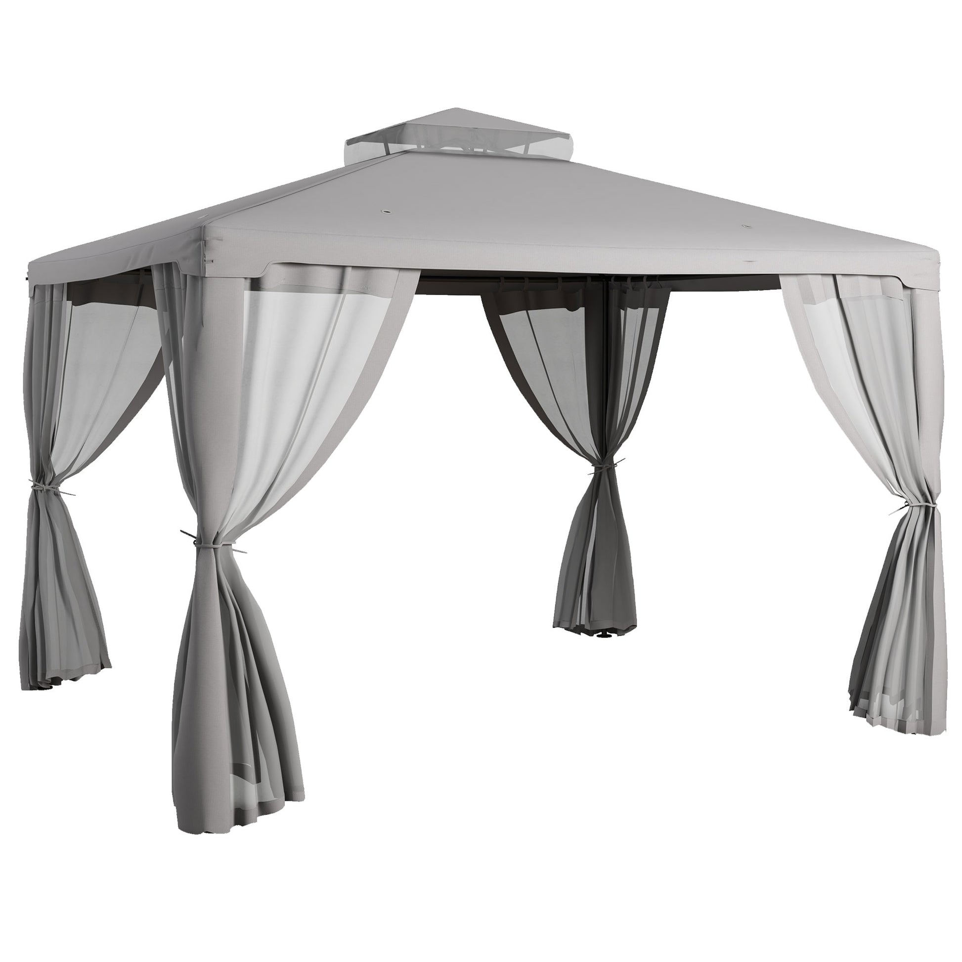 Siavonce 11.5-ft x 9.5-ft Grey Gazebo with Soft Top Roof (Screen Included)