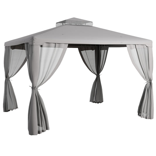 Siavonce 11.5-ft x 9.5-ft Grey Gazebo with Soft Top Roof (Screen Included)
