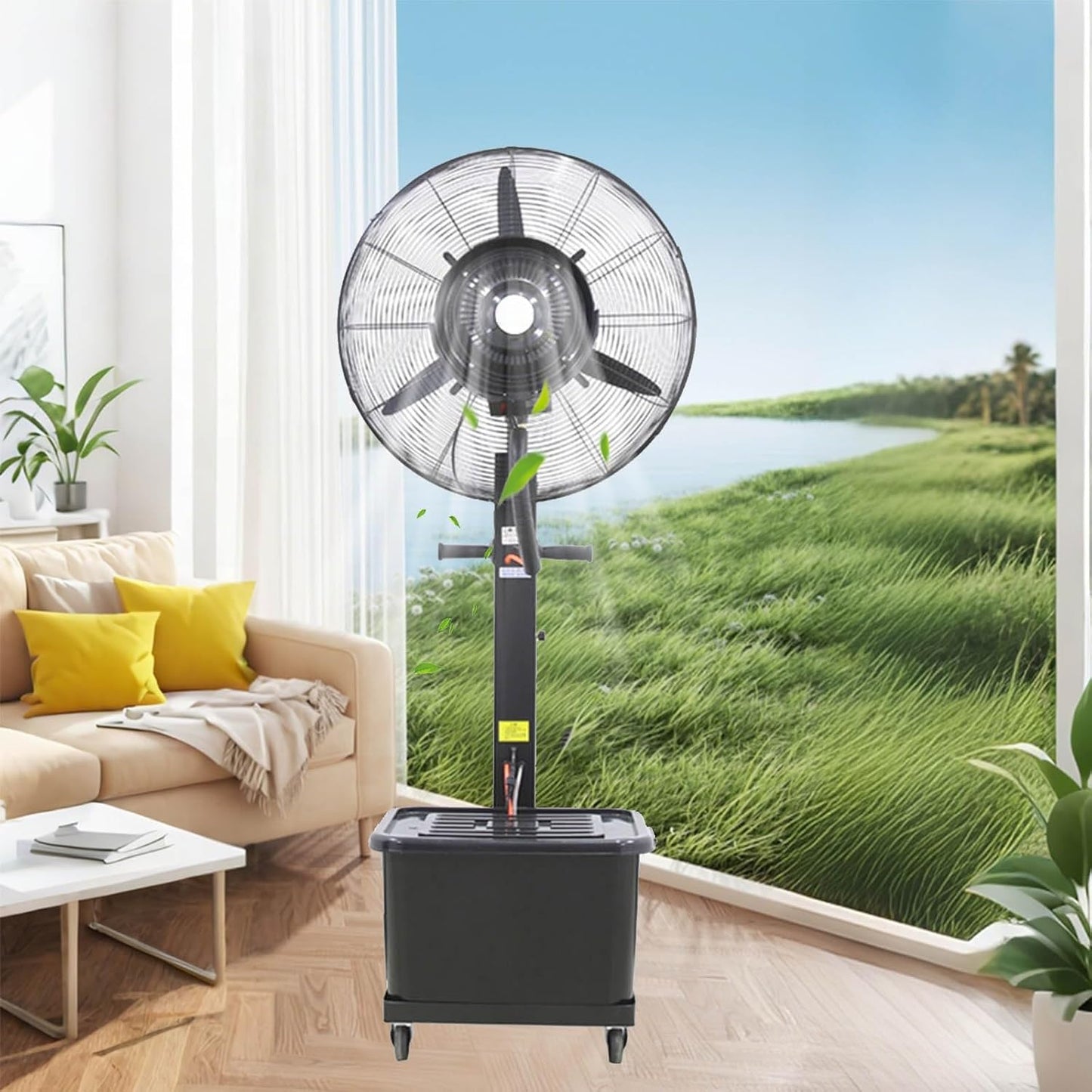 Outdoor Misting Fan Patio Fan Misters Standing Fans - 11.36gal Water Tank 3 Speeds For Indoor\/Outdoor Porch Cooling(75cm\/29in)