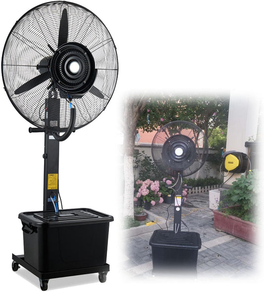 Misting Fan 11 Gallon water tank Industrial Spray Fan with 90 Degree Oscillation for Cooling, Patio, Garage, Gym, Workshop Large Pedestal Fan, 260W\/320W\/380W(3 Powers) Floor Fan ( Size : 650mm\/26in )
