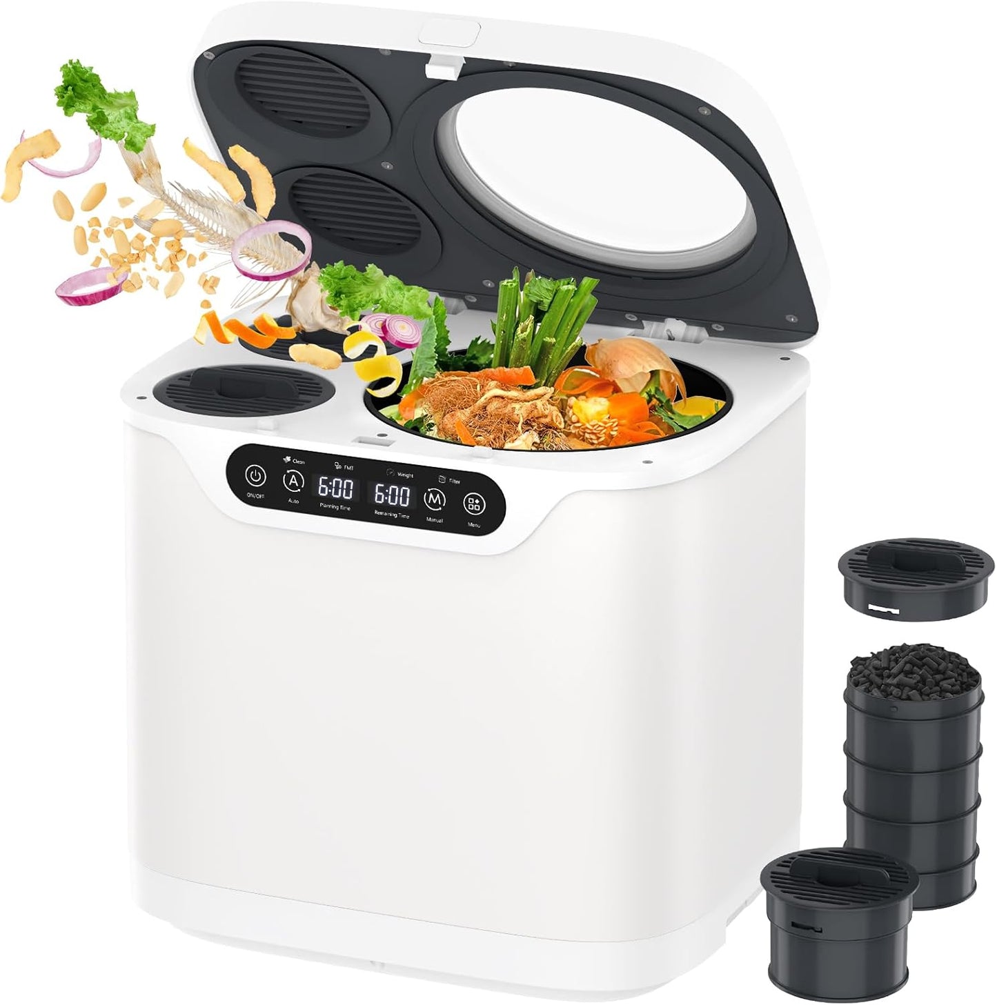 Cobuy 4L Electric Composter for Kitchen, Smart Indoor Countertop Compost Bin with Timer, Upgraded Grinding Blades, 2 Carbon Filters, Auto-Cleaning, Turn Food Waste into Natural Fertilizer