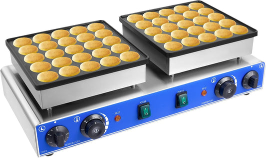 50pcs Mini Dutch Pancakes Maker - 5min Timer | 50-300℃ Temp Adjustment | Nonstick Coating - 1700W Commercial Mini Pancakes Maker Waffle Poffertjes Dorayaki Maker Machine for Home Cafes Bakery