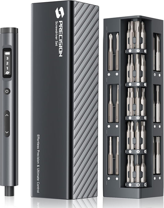 3.7V Mini Electric Screwdriver, 57-in-1 Magnetic Screwdriver Set, Precision Screwdriver Set, Cordless Screwdriver with LED Light, 3 Torque Settings Repair Tool Set for Phone Camera Laptop Watch