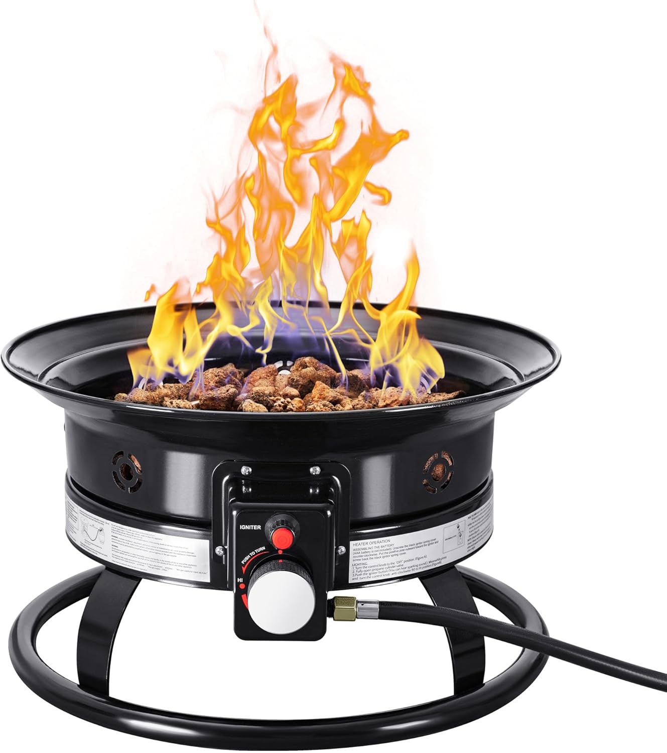 Devoko 19 Inch Smokeless Propane Fire Pit 53000 BTU Portable for Outside,Backyard, RV Camping and Beach Party