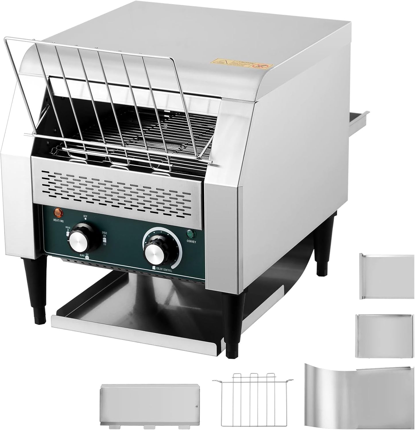 Commercial Toaster Conveyor, 450 Slices\/H, 1800W, 7 Temperature Settings,With Timer, Commercial Toasters for Restaurant\/Home, for Bun Bagel Bread