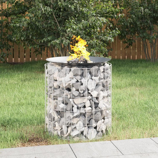 Gabion Fire Pit Ø 19.7" Galvanized Iron Outdoor Firepit, Round Gabion Cage for Patio, Garden, and Backyard Bonfire