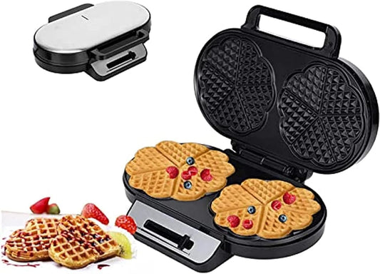 Double Heart Shape Waffle Maker, 1200W Non-Stick Electric Waffle Griddle Iron With Adjustable Browning Control, Classic Waffle Machine For Breakfast Cooking