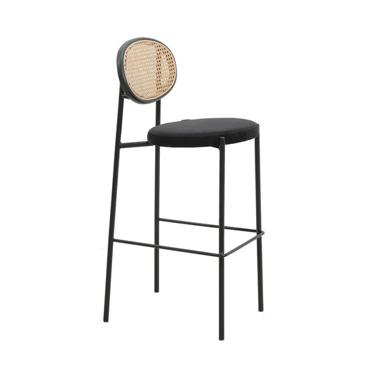 Leisuremod Euston Modern Wicker Bar Stool With Black Steel Frame