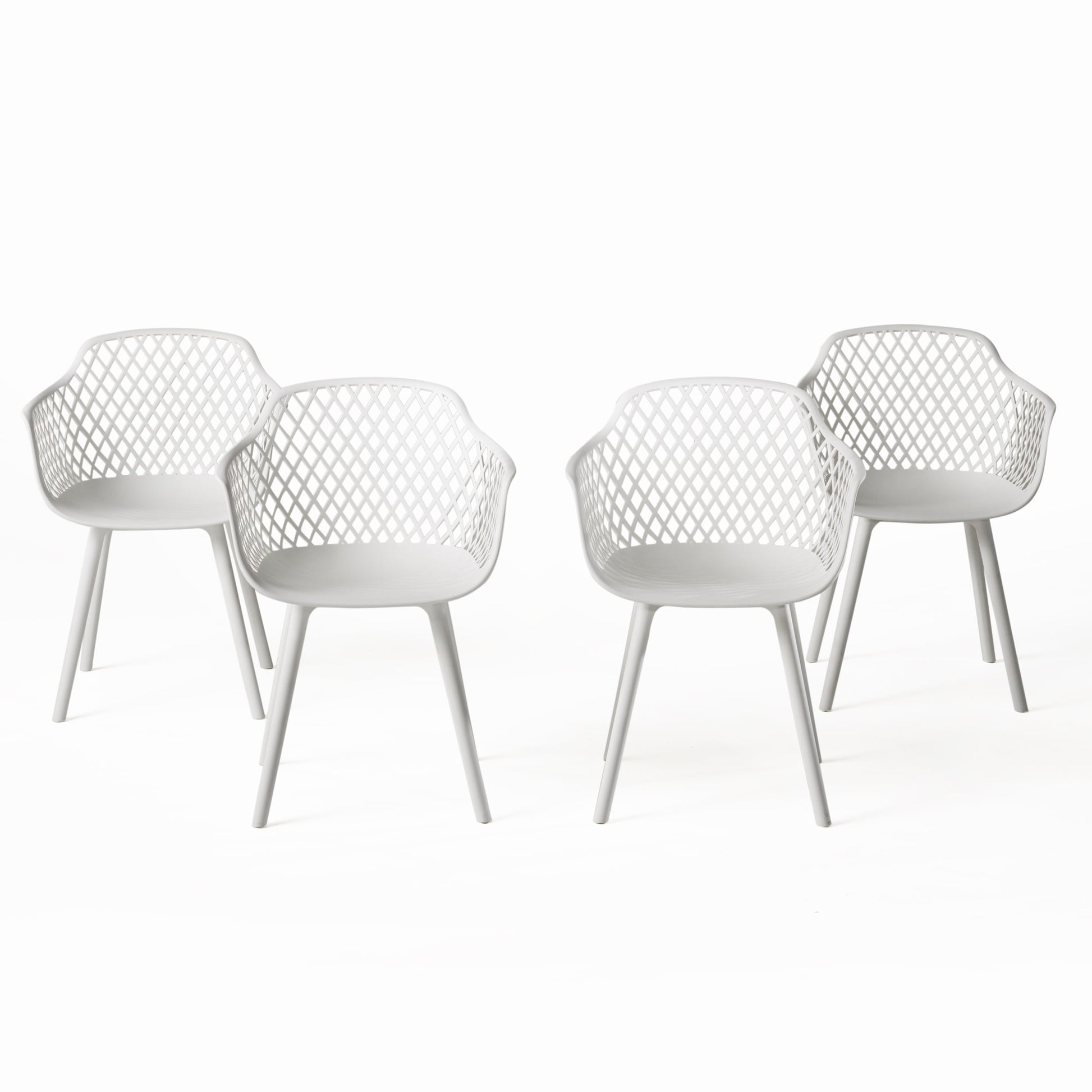 Christopher Knight Home Poppy Outdoor Modern Dining Chair  Set of 4-White