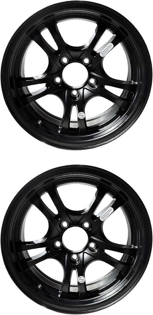 Generic 2PCS 15x5, 5x4.5 Matt Black Fully Painted Aluminum Trailer Wheel