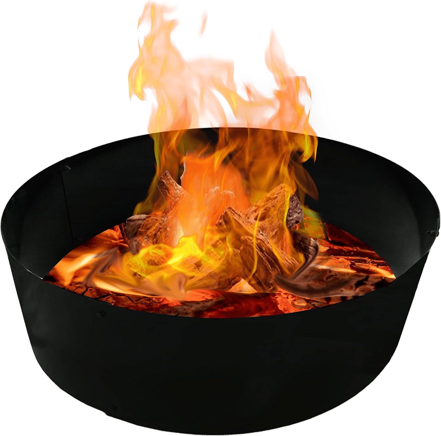 SIMOND STORE Portable Fire Pit Ring Liner - 24" X 12" No Bottom 2mm Heavy Duty Steel Round Fire Pit Insert - Above or In-Ground DIY Fire Ring Insert for Outdoor Garden, Patio, Camping & Bonfire