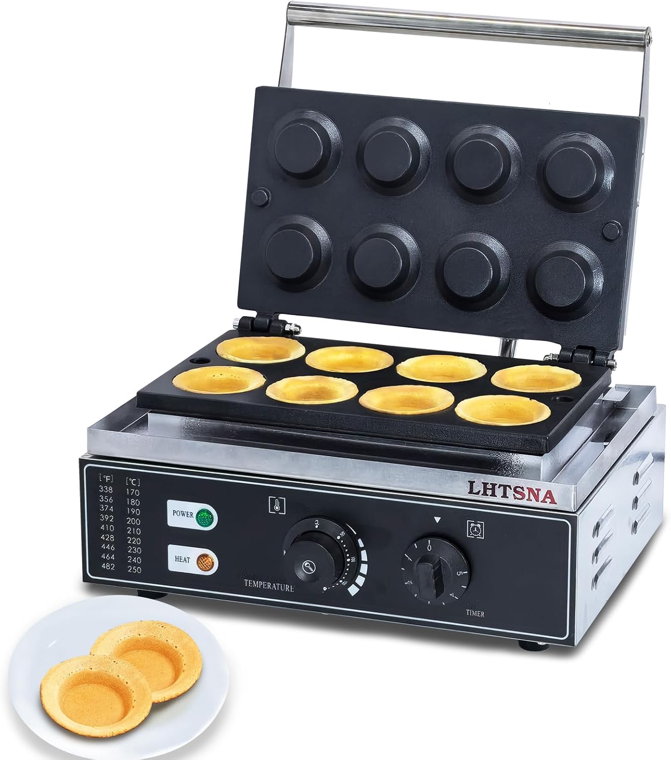 Commercial Electric Egg Tart Crust Making Machine,Mini 8pcs Egg Tart Shell Pie Crust Pressing Machine,Non-Stick Waffle Iron for hotel, bar,Restaurants