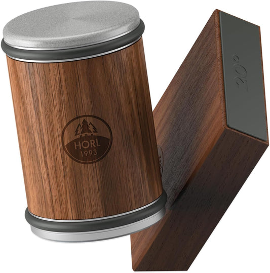 HORL 2 Walnut Rolling Knife Sharpener - Kitchen Knife Sharpener for Razor Sharp Edges Made in Germany - Easy Knife Sharpening Kit - Roller with Magnetic Holder with 15 & 20 Degrees