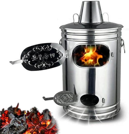 Portable Stainless Steel Burn Barrel Incinerator – Outdoor Bin for Burning Yard Waste, Leaves, Garbage, Debris, and Paper (12.2x12.2x22.4in)
