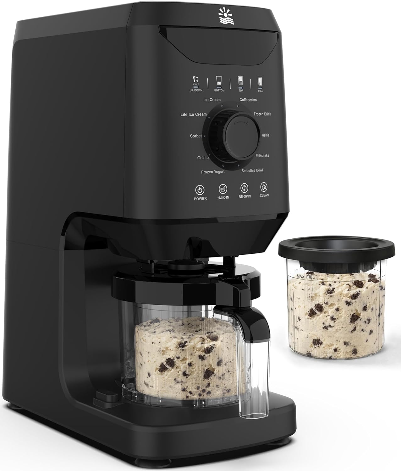 Automatic Ice Cream Maker Machine - 12 One-Touch Programs Frozen Dessert Maker with 2 Pint Containers, Homemade Gelato, Sorbet, Frozen Yogurt in 2-5 Min, Mix-in Function, Self-Cleaning