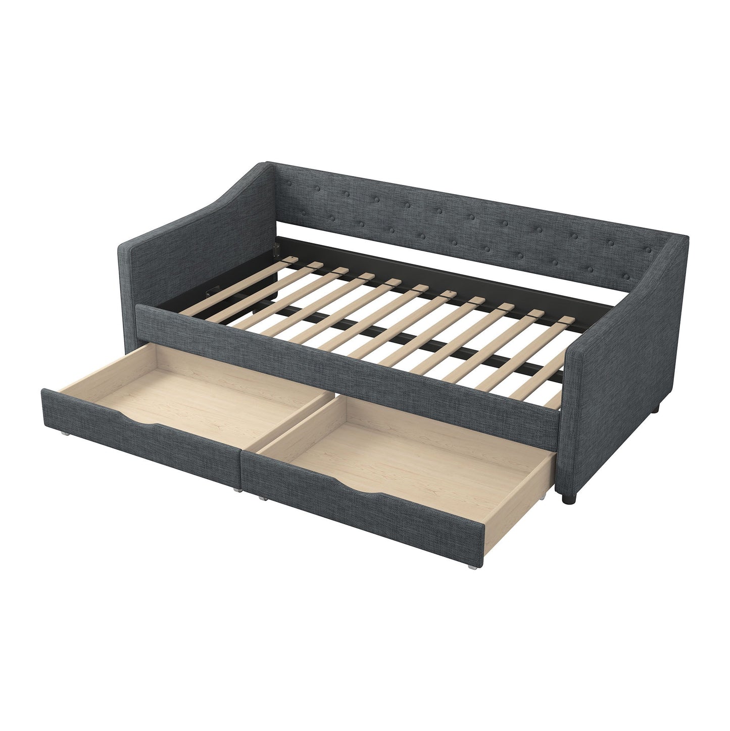 Bybafun Dark Gray Twin Wood Bed frame Bed