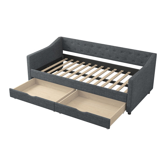 Bybafun Dark Gray Twin Wood Bed frame Bed