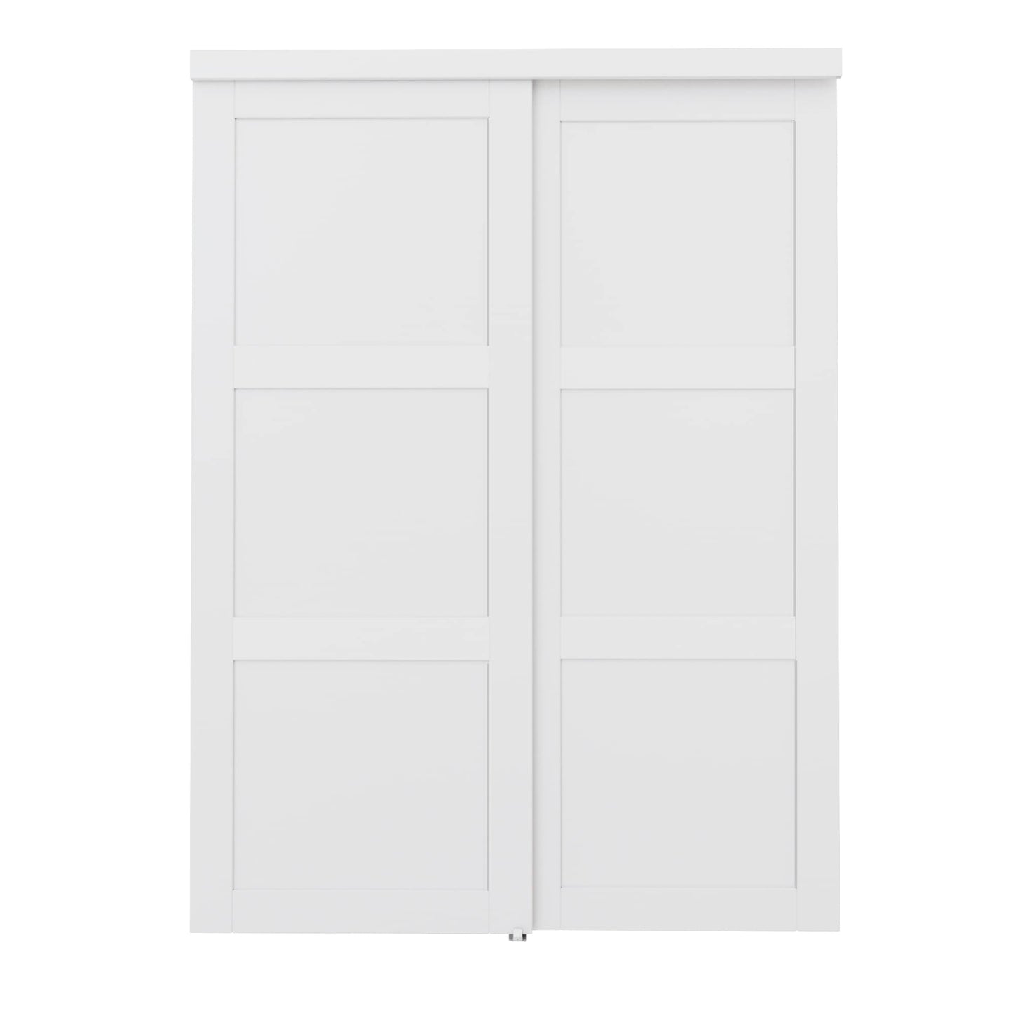 JUJUBON Closet Door 60-in x 96-in White 3-panel square Smooth Solid core Primed MDF Closet Sliding Door ( Hardware Included )