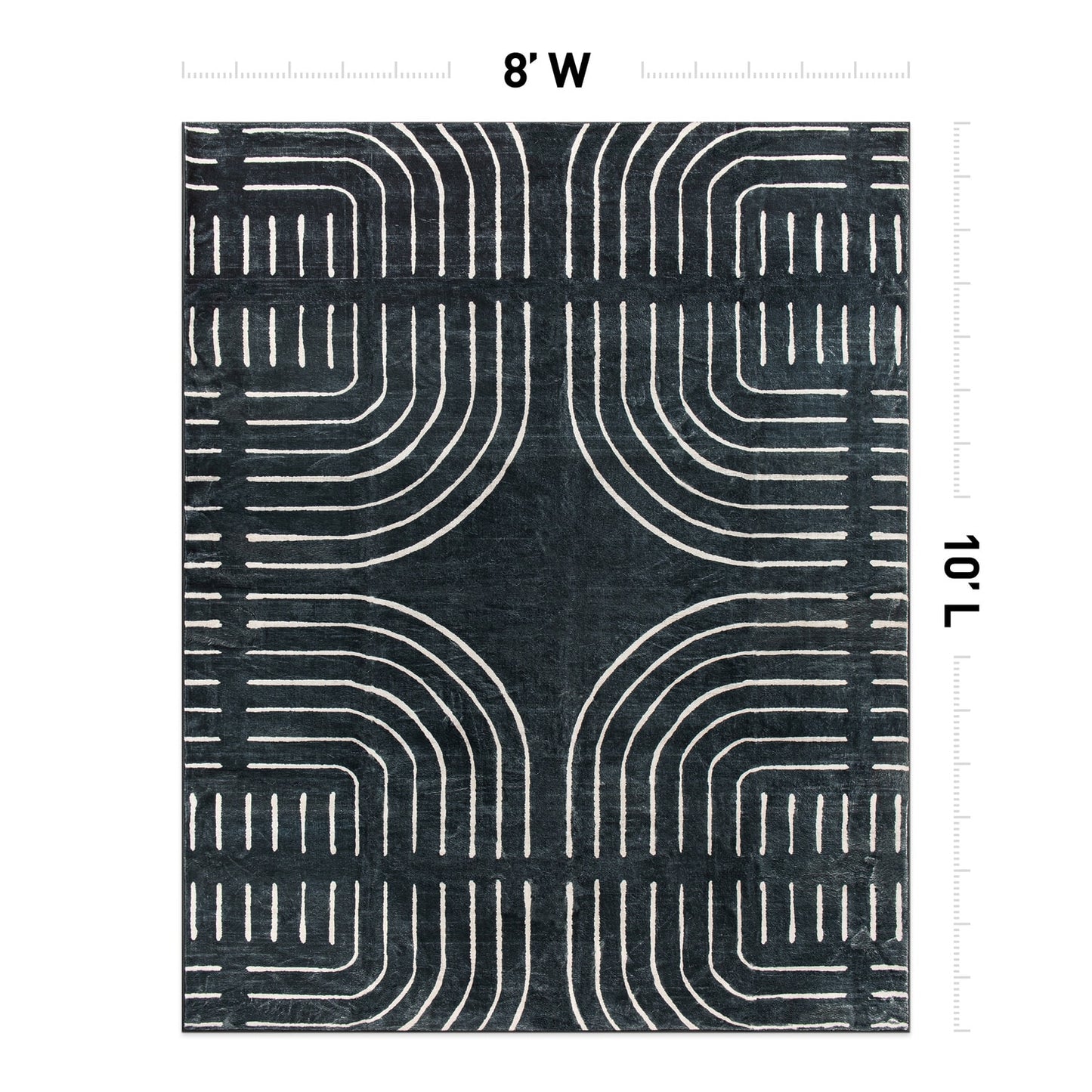 World Rug Gallery Stanford 8 x 10 (ft) Flatweave Black Rectangular Indoor Geometric Global Machine washable Pet Friendly Area rug