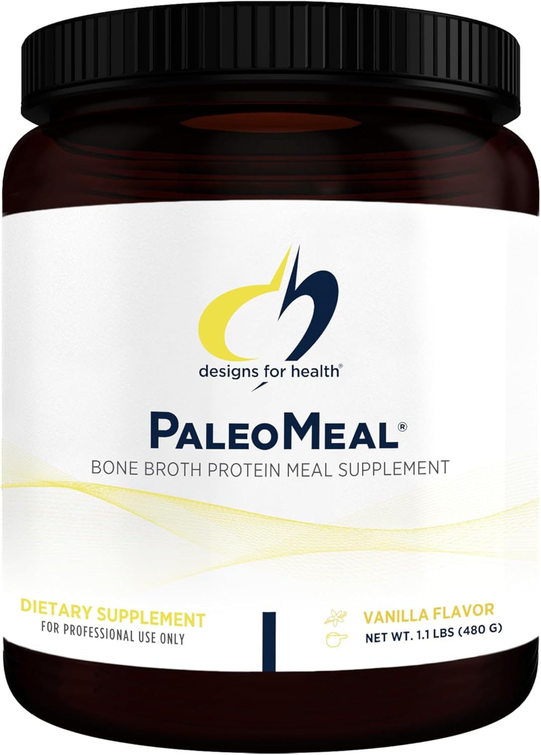 Designs for Health PaleoMeal - Bone Broth Protein Powder with 17g Protein, Meal Replacement Shake Dietary Supplement with Active Folate + Chelated Minerals, Vanilla (15 Servings \/ 480g)