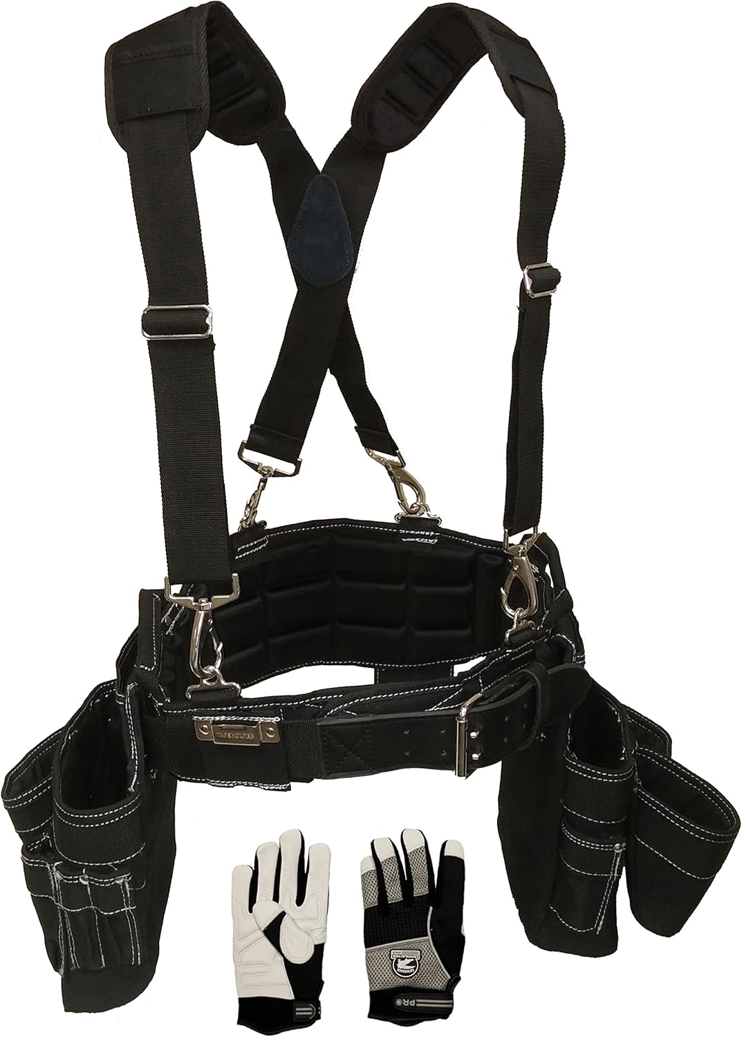 Gatorback Professional Carpenter's Tool Belt Deluxe Package (Tool Belt, Gloves, Suspenders, Drill Holster). Extreme Comfort and Durability (Medium 31" - 35" Waist)